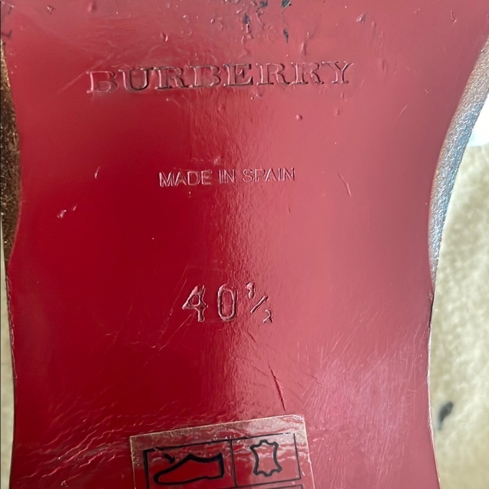 Burberry Tan Large Leather Silver Logo Faux Snap Strap Sandals - Picture 5 of 12